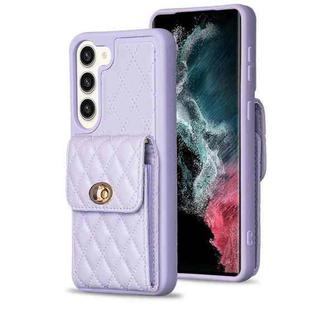 For Samsung Galaxy S23+ 5G Vertical Wallet Rhombic Leather Phone Case(Purple)