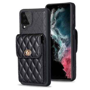 For Samsung Galaxy A12 Vertical Wallet Rhombic Leather Phone Case(Black)