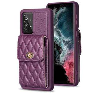 For Samsung Galaxy A52 4G / 5G Vertical Wallet Rhombic Leather Phone Case(Dark Purple)