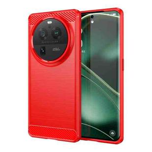 For OPPO Find X6 Pro 5G Carbon Fiber Brushed Texture TPU Case(Red)