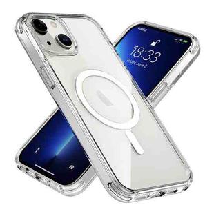 For iPhone 14 Plus Magsafe Magnetic Airbag Shockproof TPU + PC Phone Case(Transparent White)