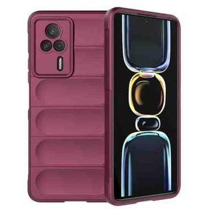 For Xiaomi Redmi K60E 5G Magic Shield TPU + Flannel Phone Case(Wine Red)