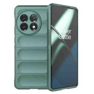 For OnePlus 11 5G Magic Shield TPU + Flannel Phone Case(Dark Green)