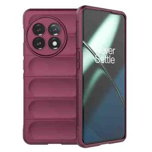 For OnePlus 11 5G Magic Shield TPU + Flannel Phone Case(Wine Red)