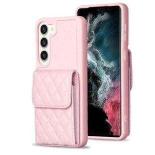 For Samsung Galaxy S23+ 5G Vertical Wallet Rhombic Leather Phone Case(Pink)