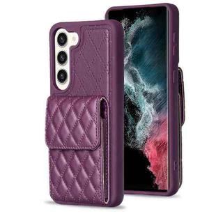 For Samsung Galaxy S23+ 5G Vertical Wallet Rhombic Leather Phone Case(Dark Purple)