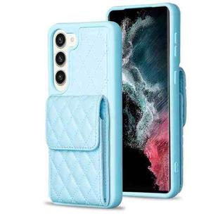 For Samsung Galaxy S23+ 5G Vertical Wallet Rhombic Leather Phone Case(Blue)