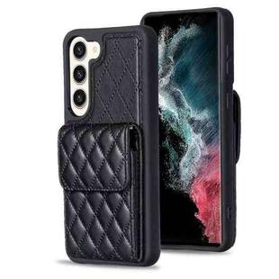 For Samsung Galaxy S23+ 5G Vertical Wallet Rhombic Leather Phone Case(Black)