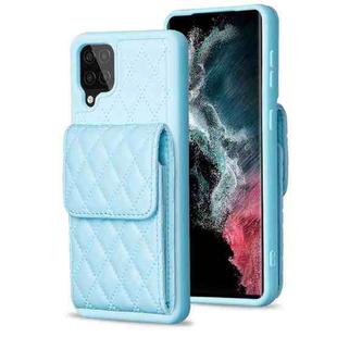 For Samsung Galaxy A12 Vertical Wallet Rhombic Leather Phone Case(Blue)