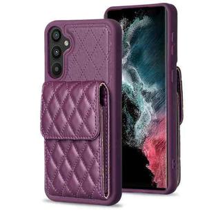 For Samsung Galaxy A34 5G Vertical Wallet Rhombic Leather Phone Case(Dark Purple)