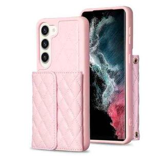 For Samsung Galaxy S23+ 5G Horizontal Wallet Rhombic Leather Phone Case(Pink)