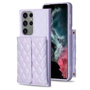 For Samsung Galaxy S23 Ultra 5G Horizontal Wallet Rhombic Leather Phone Case(Purple)