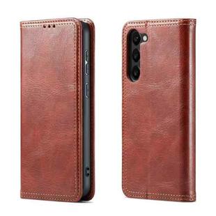 For Samsung Galaxy S23 5G FIERRE SHANN Vintage Bark Texture Wallet Leather Phone Case(Brown)