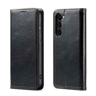 For Samsung Galaxy S23+ 5G FIERRE SHANN Vintage Bark Texture Wallet Leather Phone Case(Black)