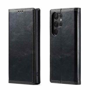 For Samsung Galaxy S23 Ultra 5G FIERRE SHANN Vintage Bark Texture Wallet Leather Phone Case(Black)