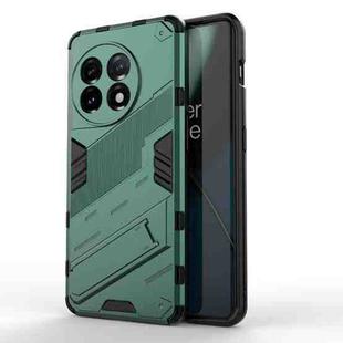 For OnePlus 11 5G Punk Armor 2 in 1 PC + TPU Shockproof Phone Case with Invisible Holder(Green)