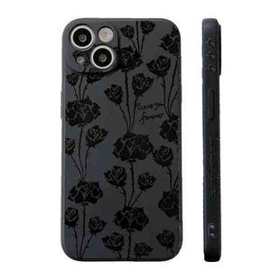 For iPhone 14 Plus Side Pattern Magic TPU Phone Case(Black Rose)