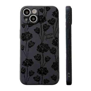 For iPhone 14 Pro Side Pattern Magic TPU Phone Case(Black Rose)