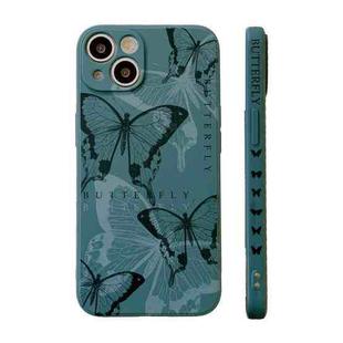 For iPhone 13 Side Pattern Magic TPU Phone Case(Green Butterflies)