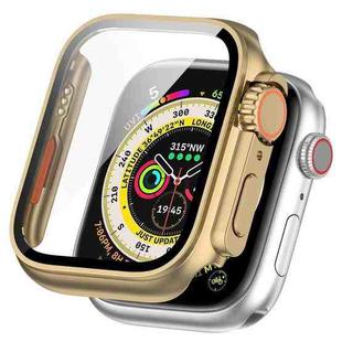 For Apple Watch Series 8 & 7 41mm Tempered Film + PC Integrated Watch Protective Case(Champagne Gold)