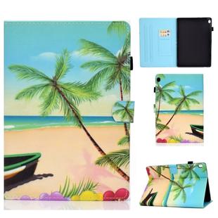 For Lenovo Tab M10 HD TB-X505F Colored Drawing Stitching Horizontal Flip Leather Case, with Holder & Card Slots & Sleep / Wake-up Function(Beach)