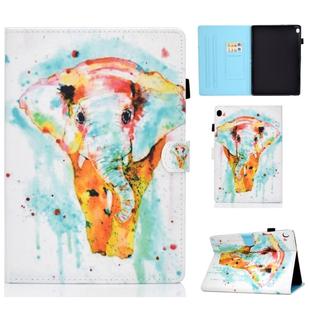 For Lenovo Tab M10 HD TB-X505F Colored Drawing Stitching Horizontal Flip Leather Case, with Holder & Card Slots & Sleep / Wake-up Function(Colored Elephant)