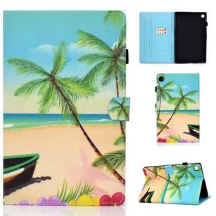 For Lenovo Tab M10 Plus TB-X606F Colored Drawing Stitching Horizontal Flip Leather Case, with Holder & Card Slots & Sleep / Wake-up Function(Beach)