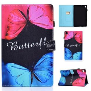 For Lenovo Tab M10 Plus TB-X606F Colored Drawing Stitching Horizontal Flip Leather Case, with Holder & Card Slots & Sleep / Wake-up Function(Butterfly Love)