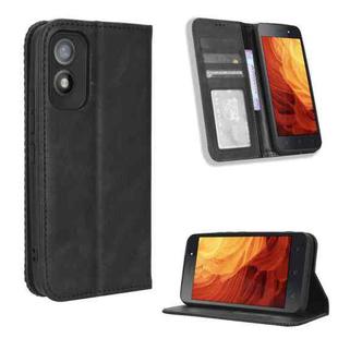 For Itel A18 Magnetic Buckle Retro Texture Leather Phone Case(Black)