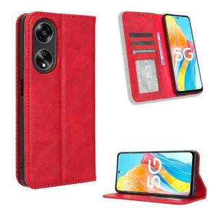 For OPPO A1 5G Magnetic Buckle Retro Texture Leather Phone Case(Red)