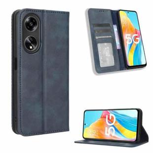 For OPPO A1 5G Magnetic Buckle Retro Texture Leather Phone Case(Blue)
