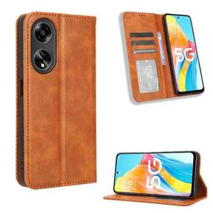 For OPPO A1 5G Magnetic Buckle Retro Texture Leather Phone Case(Brown)