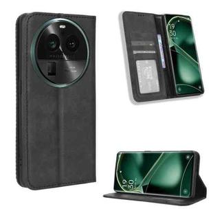 For OPPO Find X6 Magnetic Buckle Retro Texture Leather Phone Case(Black)
