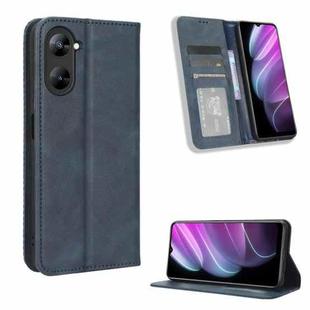 For Realme V30 / V30t 5G Magnetic Buckle Retro Texture Leather Phone Case(Blue)