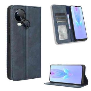 For Tecno Spark 10 5G Magnetic Buckle Retro Texture Leather Phone Case(Blue)
