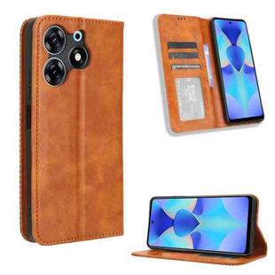 For Tecno Spark 10 Pro / K17 Magnetic Buckle Retro Texture Leather Phone Case(Brown)