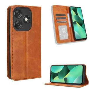 For Tecno Spark 10C Magnetic Buckle Retro Texture Leather Phone Case(Brown)