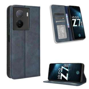 For vivo iQOO Z7x Magnetic Buckle Retro Texture Leather Phone Case(Blue)