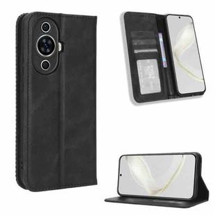 For Huawei nova 11 Pro Magnetic Buckle Retro Texture Leather Phone Case(Black)