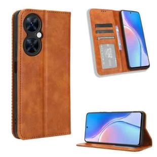 For Huawei Maimang 20 Magnetic Buckle Retro Texture Leather Phone Case(Brown)