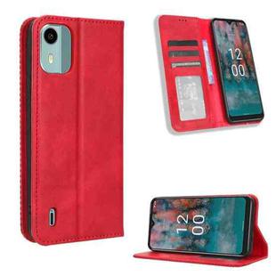 For Nokia C12 Magnetic Buckle Retro Texture Leather Phone Case(Red)