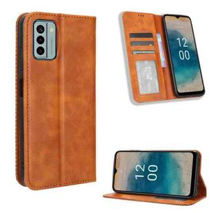 For Nokia G22 4G Magnetic Buckle Retro Texture Leather Phone Case(Brown)