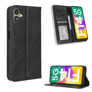 For Samsung Galaxy F14 Global Magnetic Buckle Retro Texture Leather Phone Case(Black)