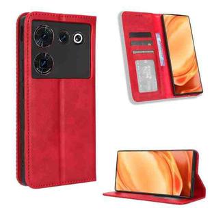 For ZTE Nubia Z50 Ultra Magnetic Buckle Retro Texture Leather Phone Case(Red)