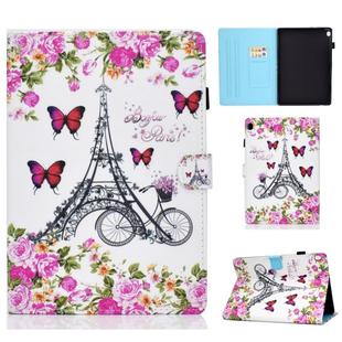 For Lenovo Tab M10 HD TB-X505F Colored Drawing Stitching Horizontal Flip Leather Case, with Holder & Card Slots & Sleep / Wake-up Function(Flower Tower)