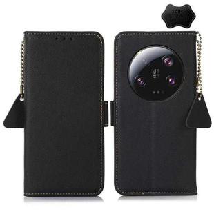 For Xiaomi 13 Ultra Side-Magnetic TJ Genuine Leather RFID Phone Case(Black)