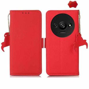 For Xiaomi Redmi A3 Side-Magnetic TJ Genuine Leather RFID Phone Case(Red)