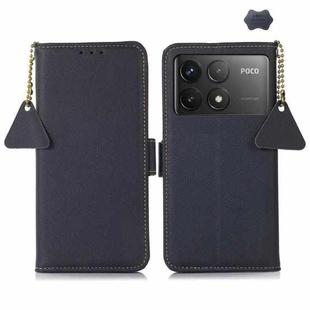 For Xiaomi Redmi K70 Side-Magnetic TJ Genuine Leather RFID Phone Case(Blue)