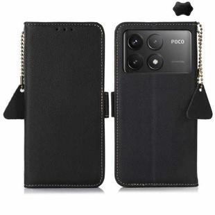 For Xiaomi Redmi K70 Pro Side-Magnetic TJ Genuine Leather RFID Phone Case(Black)