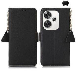 For Xiaomi Redmi Turbo 3 Side-Magnetic TJ Genuine Leather RFID Phone Case(Black)